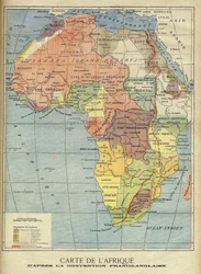 Mapa Afriky po podepsání anglo-francouzské dohody z března 1899 (barevné lito) Ilustrace pro Le Petit Journal, 9. dubna 1899 (rytina)