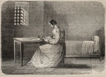 Marie Fortunee Capelle, Marie Lafarge (madame) (1816-1852) francouzský zločinec ve svém vězení - rytina v „Causes celebres de tous les peuple“ od Armanda Fouquiera (1817-18?) 1858-1867 - soukromá sbírka