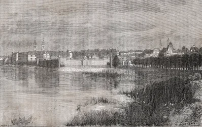 Melun - Ile-de-France - rytina v „La France illustrée: geografie, historie, statistická správa“ od V.A. Malt-Brown. 1884