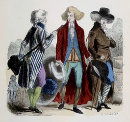 Pánská móda v Paříži v roce 1787.