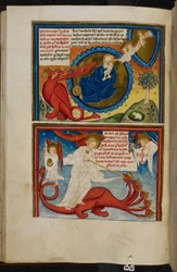 Miniatura z Knihy života svatého Jana a Apokalypsa, kolem 1400 (vellum)