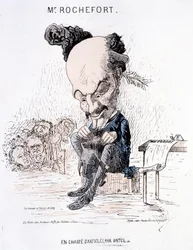 Monsieur Rochefort při hledání článků od Untel. Karikatura o Rochefortu a komuně.