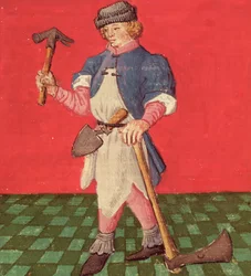 Ms.3066 fol.42 v The Blacksmith, z Le Livre des Echecs Moralises od Jacquese de Cessoles