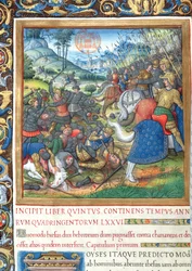 paní 1581 f. 154 Ilustrace z knihy VIII (Od smrti Davidovy po smrt Achaba), kapitola 1 Starožitnosti Židů (Antiquitates Judaicae) od Flavia Josepha – Jak Šalamoun, když