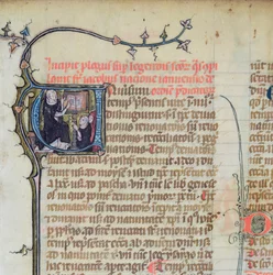 Ms 1721 Fol.1 Dominikánský mnich přednáší dvěma dalším mnichům, z Legenda Sanctorum Aurea od Jacquese de Voragine.