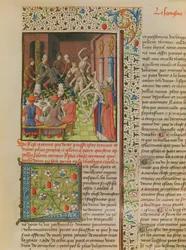Ms 246 fol.151r Temporal and Terminal, z francouzského překladu De Civitate Dei od svatého Augustina z Hippo (354-430)