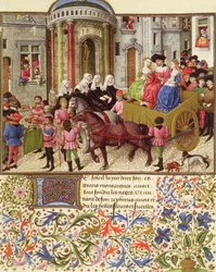 Paní 2617 Theseus dělá triumfální vstup do Athén z La Teseida od Giovanniho Boccaccia (1313-75) 1340-41