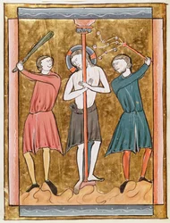 Ms 3016 fol.17v The Flagellation, od Psautier a lUsage de Paris