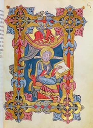 Ms 479 fol. 33 St. Lukáš, z Les Gospels de lAbbaye de Cysoing