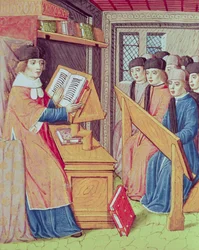 Ms 493 fol.56r Učení z Les Georgics od Virgilia s komentářem od Servia, 1469