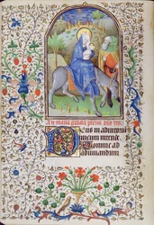 Ms 66 f.55v The Flight into Egypt, from Book of Hours, Amiens