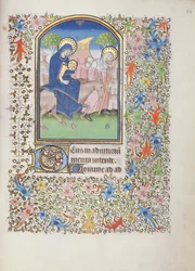 Ms 69 f.64r Let Svaté Rodiny, z Besancon Book of Hours