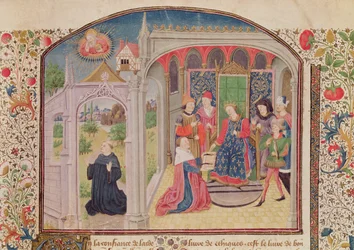 Ms 927 Fol.1 Prezentace etiky králi překladatelem, z Etiky, politiky a ekonomie od Aristotela (384-322 př.nl)
