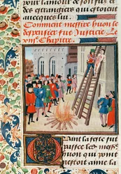 Ms Fr 2643 fol.11 Poprava Hugha Despensera, z Froissartovy kroniky