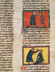 Ms H 89 fol.3 Lékaři ošetřující nemocné, z edice Knihy chirurgie od Rogiera de Salerne