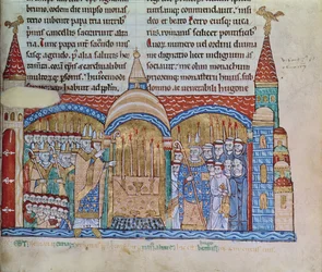 Ms Lat 17716 fol.91 Zasvěcení kostela v Cluny papežem Urbanem II. (1042-99) v listopadu 1095