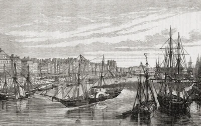 Nantes, Francie, v 18. století, z „Histoire de la Revolution Francaise“ od Louise Blanca (1811-82), vyryto Charlesem Maurandem (fl. 1863-81) 1847-62