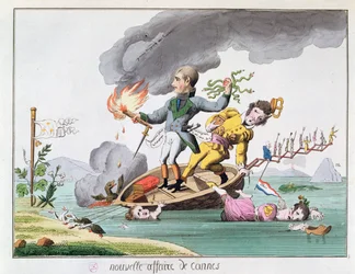Napoleon Bonaparte (1769-1821) vylodění poblíž Cannes při návratu z Elby v roce 1815