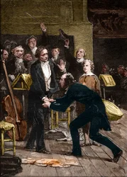 Niccolo Paganini a Hector Berlioz po fantastickém provedení symfonie