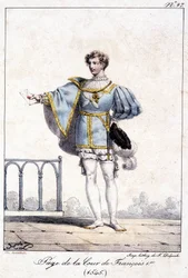 Jednostránková rytina na dvoře Františka I. kolem roku 1545.