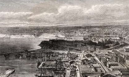 Oran - Algerie - rytina v „“ La France illustree: geografie, historie, statistická správa““ od V.A. Sladově hnědá. 1884