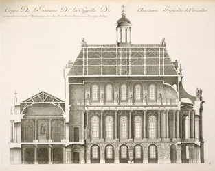 Palais du Louvre: Královská kaple, řez, cca 20. léta 17. století