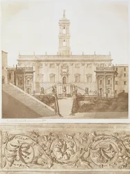 Palazzo Senatorio, Kapitol, Řím, z fragmentů architektury středověku a renesance, vyryl Jules Adolphe Chauvet (b.1828)