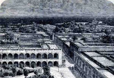 Panoramatický pohled na Meridu, ze starověkých měst Nového světa, Claude-Joseph-Desire Charnay, hospoda. 1887