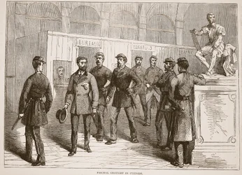Paschal Grousset ve vazbě, ilustrace z Cassells Historie války mezi Francií a Německem, 1870-1871
