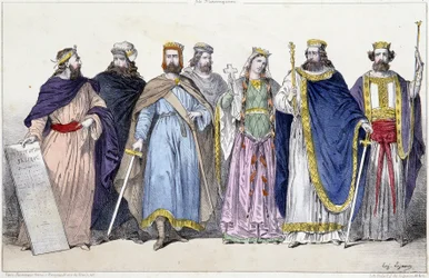 Pharamond, Clodion, Merovee, Childeric, Clotilde, Clovis 1er a Childebert 1er - ve „Francouzské monarchii v tiscích““