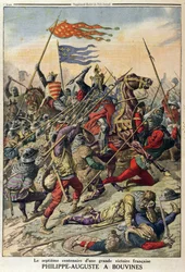 Philippe-Auguste (1165-1223) v Bouvines, ilustrace z Le Petit Journal, 27. července 1914