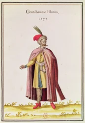 Polský šlechtic, 1577 (barevná rytina)