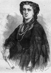 Portrét Anny de La Grange (Lagrange) (1824-1909), francouzské zpěvačky. Rytina v ""Le Monde Illustre"" č. 341 z 24. října 1863.