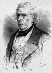 Portrét Victora Cousina (1792-1867), francouzského filozofa a politika, člena Academie Francaise. Rytina v ""Le Monde Illustre"" č. 511 z 26. ledna 1867.