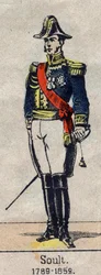 Portrét en pied de Nicolas Soult (1769-1851) marechal de France, vévoda z Dalmácie. Obrázek Epinal z konce 19. století.