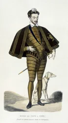 Portrét v nohách Jindřicha III. (1551 - 1589) - ve „Francii a Francii v průběhu staletí“ od Augustina Challamela