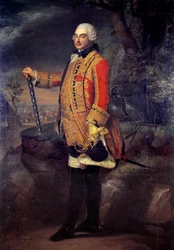 Portrét na nohou Charlese de Rohan, prince ze Soubise, marechala z Francie (1715-1787) Obraz francouzské školy. Slunce 18. století. 2,19x1,42 m