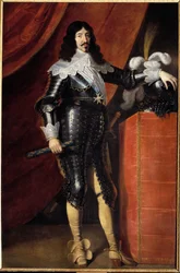 Portrét v nohách Ludvíka XIII. (1601-1643) v brnění Malba francouzské školy 17. století. Musee du chateau de Chambord - Celovečerní portrét Ludvíka XIII. (1601-1643) v brnění. Malba anglické školy 17. století. Muzeum