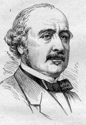Portrét Alberta de Broglie (1821-1901), francouzského politika, diplomata, historika, esejisty a akademika. Rytina v „“ Le Monde Illustré““ č. 883 ze 14. března 1874.