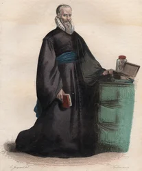 Portrét Ambroise Pare (1509-1590), francouzský chirurg.