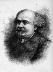 Portrét Antoina "" Tonyho"" Revillona (1832-1898), francouzského novináře a zástupce. Rytina v „“ Le Monde Illustré““ č. 1276 z 10. září