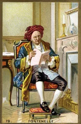Portrét Bernarda Le Bouyera (Le Bovier) od Fontenelle (1657-1757). Chromolitografie konce 19. století.