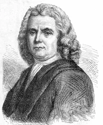 Portrét Boerhaave Hermanna (1668 - 1738), nizozemského lékaře a chemika (zastánce iatromechanismu) - v „“ Album of Science; věhlasní vědci; Velké objevy “”” 1896.