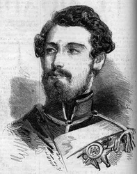 Portrét Karla (Carla) XV (1826-1872), krále Švédska a Norska. Rytina v „“ le Monde Illustrous““ č. 119 z 23. července 1859.