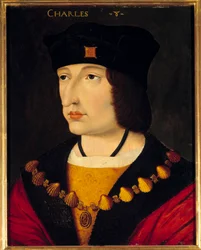 Portrét Karla VIII. (1470 - 1498) francouzského krále, syna Ludvíka XI. Anonymní obraz francouzské školy