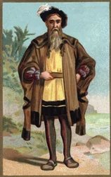Portrét Kryštofa Kolumba (Cristoforo Colombo) Chromolitografie konce 19. století.