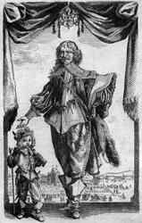 Portrét Clauda Derueta (1588-1660), francouzského malíře. Rytina z „Histoire de la Engraving“ od Georgese Duplessise