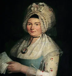 Portrét Eleonore Duplayové, snoubenky Maximiliena Robespierra, v pikardském kroji, portrét Leonore Duplayové zvané „Cornélie“ (1768-1832). Obraz francouzské školy 18. století.