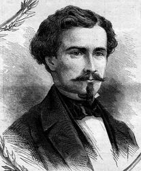 Portrét Emila Kellera (1828-1909), francouzského politika. Rytina v „“ Le Monde Illustré““ č. 262 z 19. dubna 1862.