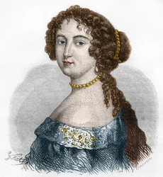 Portrét Francoise Athenais (Francoise-Athenais) od Rochechouarta Mortemarta, Marquise de Montespan (nebo Madame de Montespan) (1640-1707). Rytina z roku 1879.
